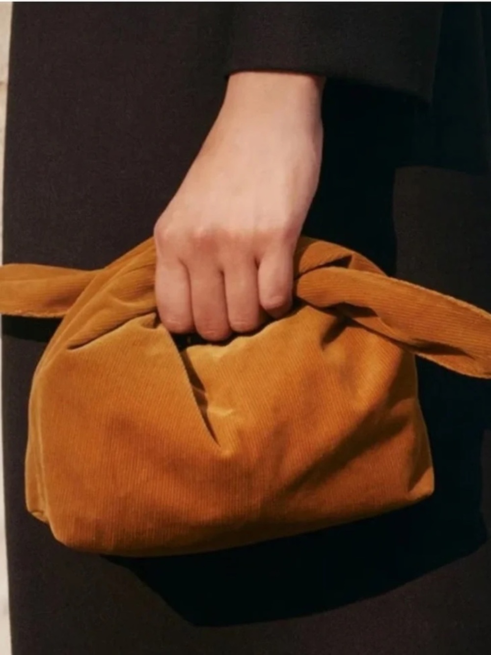 Merit Signature Corduroy Tie-Top Bag in Caramel